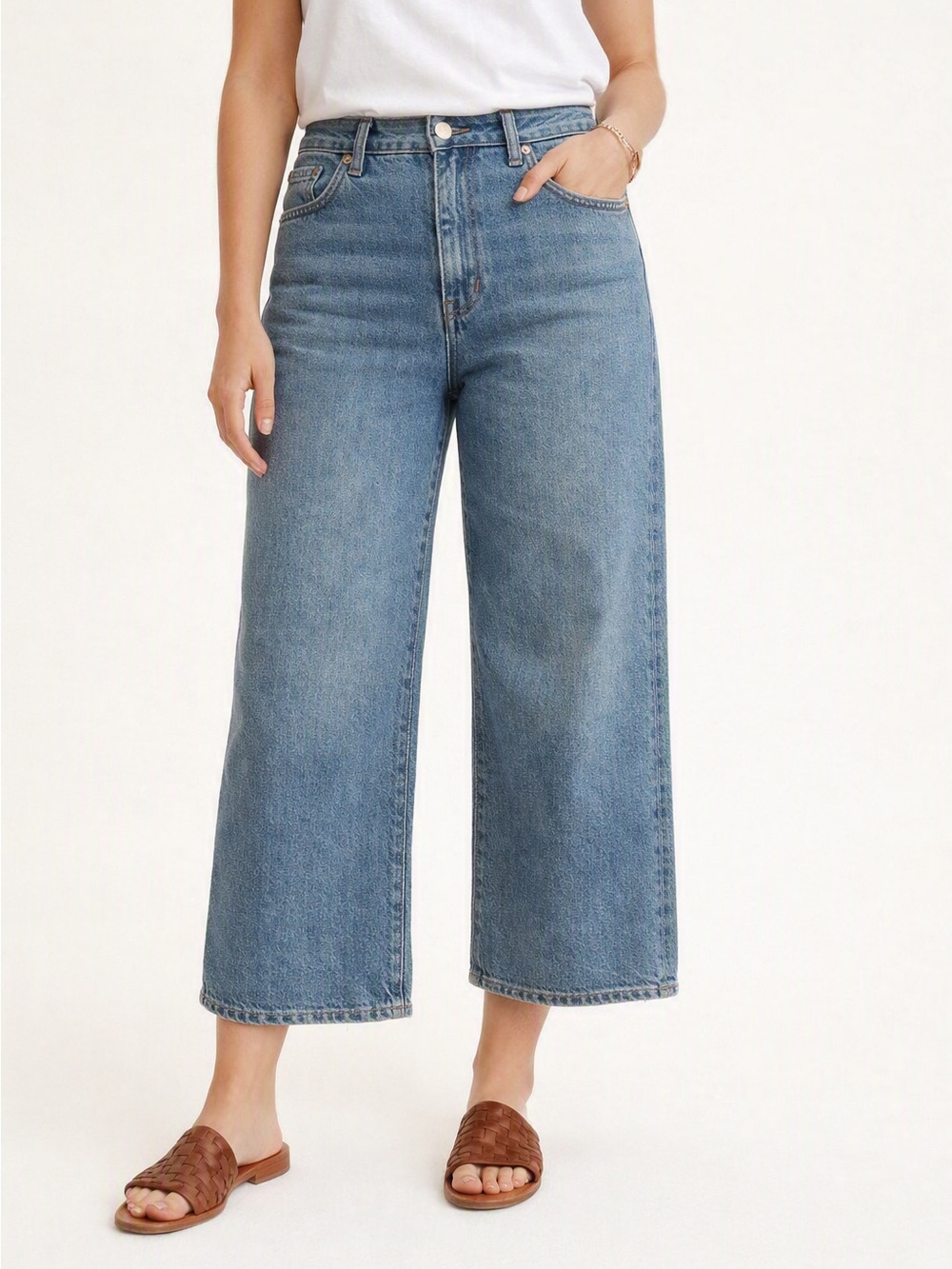 Madewell The Perfect Vintage Wide‑Leg Crop Jeans Size 32